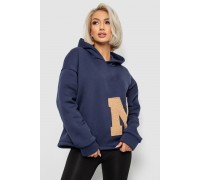 Худі жіночий з капюшоном на флісі, колір синій, 257R335