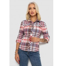 Сорочка жіноча в клітку, колір молочно-червоний, 230R063