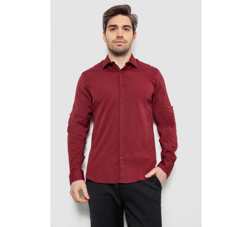 Рубашка мужская однотонная с принтом, цвет бордовый, 186R6918-4