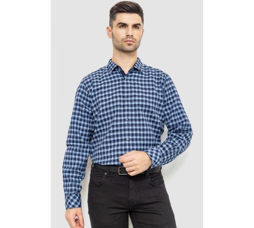 Рубашка мужская в клетку байковая, цвет сине-голубой, 214R115-35-195