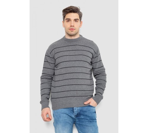 Свитер мужской в полоску, цвет серый, 161R1057