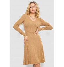 Сукня трикотажна з оборкою, колір бежевий, 230R0113