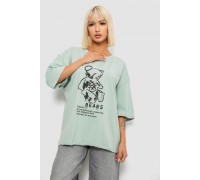 Футболка женская с принтом, цвет оливковый, 244R2029-5