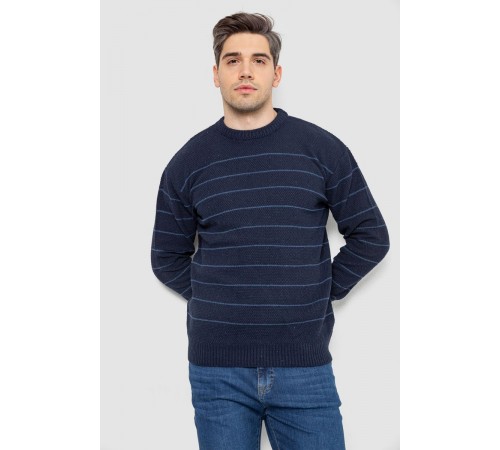Свитер мужской в полоску, цвет темно-синий, 161R1057