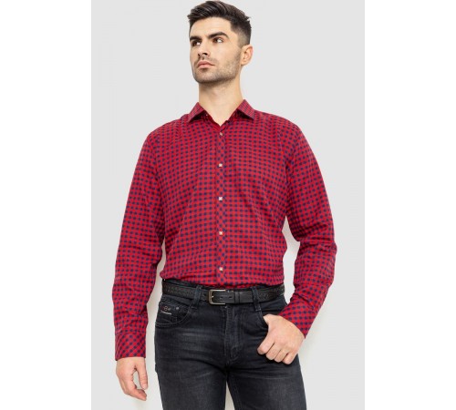 Рубашка мужская в клетку байковая, цвет красно-синий, 214R16-33-164