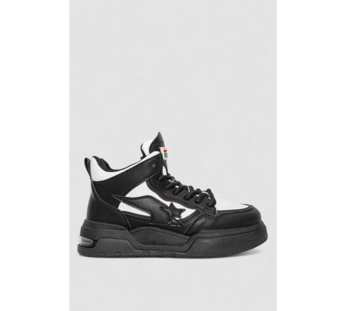 Кросівки жіночі на хутрі, колір чорно-білий, 243R106-1