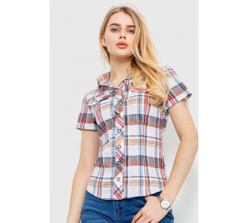 Сорочка жіноча в клітку, колір молочно-коричневий, 230R061-11