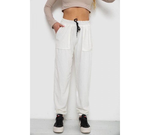 Штани жіночі велюрові, колір молочний, 238R58168