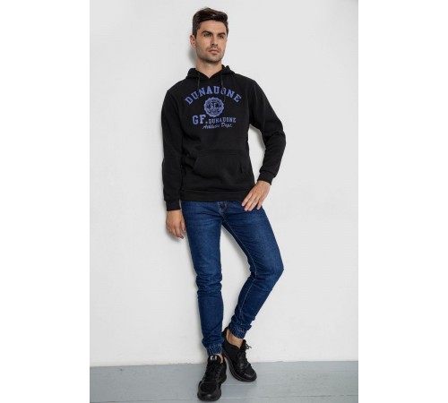 Худи мужской на флисе с капюшоном, цвет черный, 244R2197