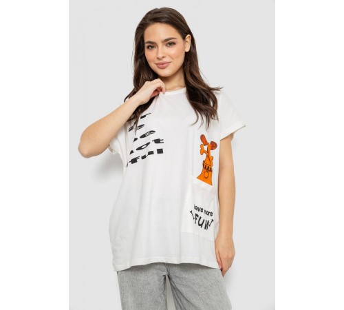 Футболка жіноча з принтом, колір молочний, 244R3002