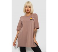 Футболка женская с принтом, цвет мокко, 244R1031-5