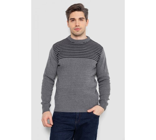 Свитер мужской в полоску, цвет серый, 161R1029