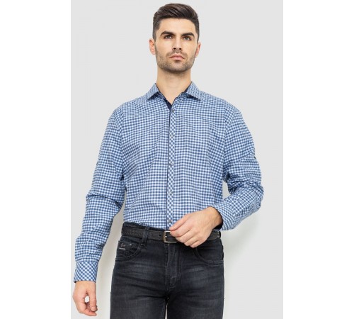 Рубашка мужская в клетку байковая, цвет сине-белый, 214R115-35-193