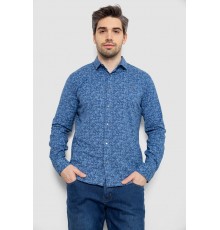 Рубашка мужская однотонная с принтом, цвет джинс, 186R2115