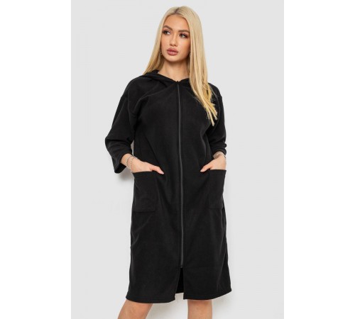 Халат жіночий на блискавці, колір чорний, 238R322