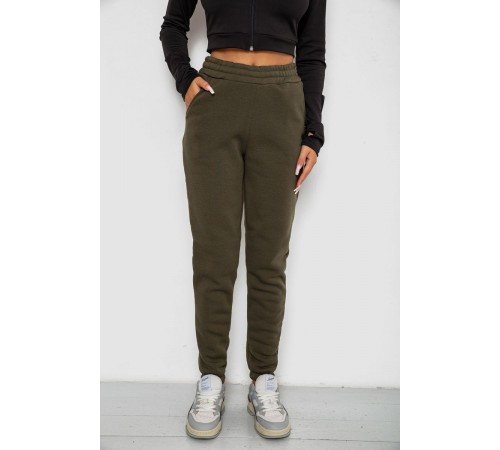 Спортивні штани жіночі на флісі, колір хакі, 238R57013