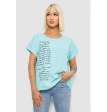 Футболка жіноча з принтом, колір бірюзовий, 244R2039