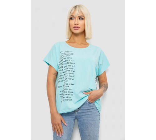 Футболка жіноча з принтом, колір бірюзовий, 244R2039
