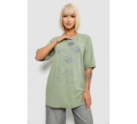 Футболка жіноча з принтом, колір оливковий, 244R1023