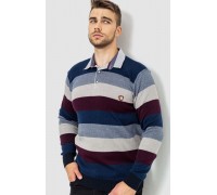 Свитер-обманка мужской в полоску, цвет сине-бордовый, 161R901-1