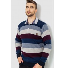 Свитер-обманка мужской в полоску, цвет сине-бордовый, 161R901-1
