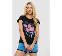 Піжама жіноча з принтом, колір чорний, 243R8929