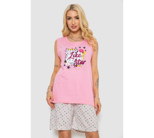 Піжама жіноча з принтом, колір рожевий, 243R8495