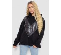 Худі жіночий на флісі тринитка, колір чорний, 102R7713