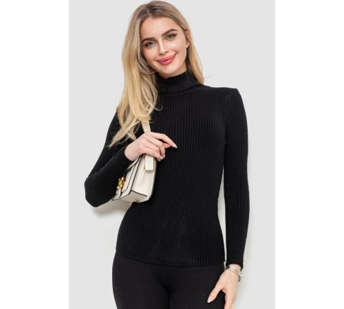 Гольф жіночий однотонний, колір чорний, 244R001