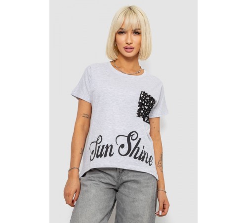 Футболка жіноча з принтом, колір сірий, 244R2057