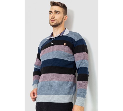 Свитер-обманка мужской в полоску, цвет сине-черный, 161R901-1