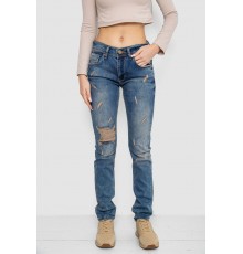 Джинси жіночі рвані, колір синій, 244R0587