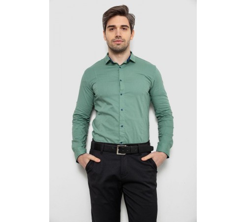 Рубашка мужская однотонная, цвет оливковый, 186R2066