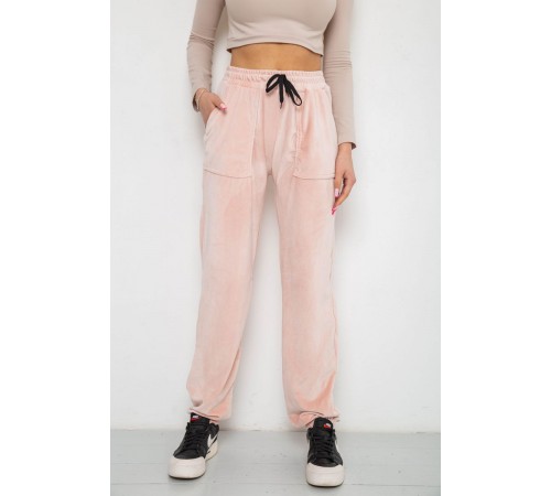 Штани жіночі велюрові, колір пудровий, 238R58168