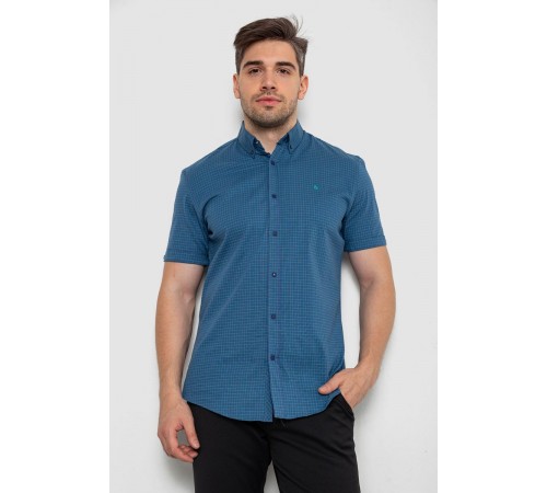 Рубашка мужская в клеточку, цвет синий, 214R4564-3