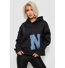 Худі жіночий з капюшоном на флісі, колір чорний, 257R335