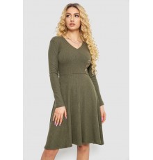 Сукня трикотажна з оборкою, колір хакі, 230R0113