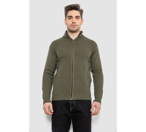 Кофта мужская на молнии с карманами, цвет хаки, 161R1053