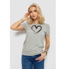 Футболка жіноча з принтом 238R01623, колір сірий, 238R01623-1