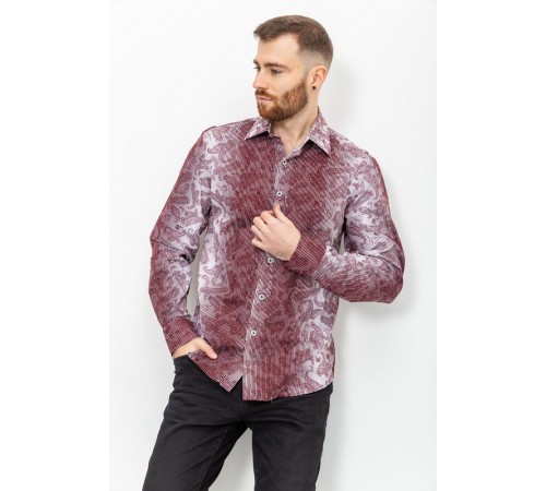Рубашка мужская в полоску, цвет бело-бордовый, 131R140125