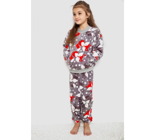 Пижама детская плюшевая унисекс, цвет серо-оранжевый, 102R1538