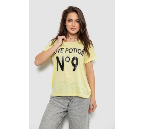 Футболка жіноча з принтом, колір жовтий, 244R2073-1