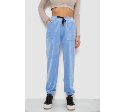 Штани жіночі велюрові, колір блакитний, 238R57862