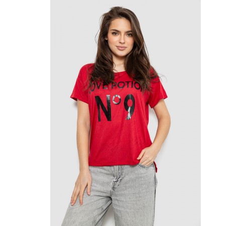 Футболка жіноча з принтом, колір червоний, 244R2073-1