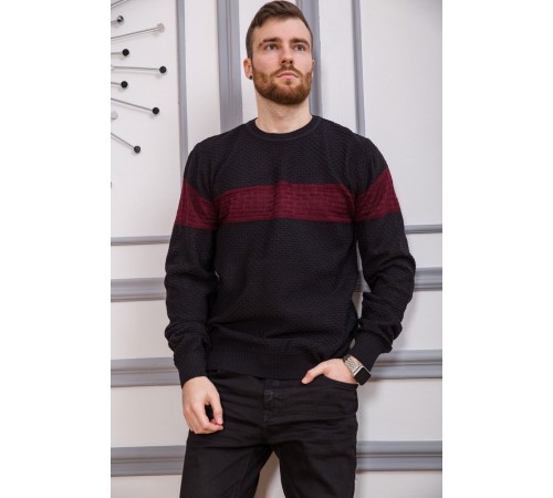 Свитер мужской, цвет черно-бордовый, 161R730