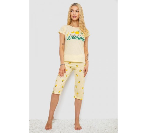 Піжама жіноча з принтом, колір жовтий, 243R7052