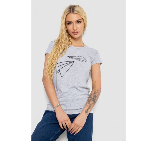 Футболка жіноча з принтом, колір сірий, 244R2217