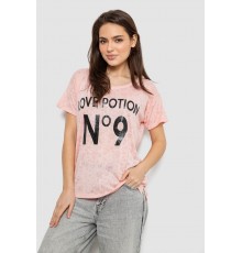 Футболка жіноча з принтом, колір персиковий, 244R2073-1