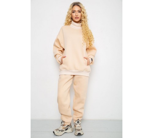 Спортивний костюм жіночий на флісі, колір бежевий, 102R7723