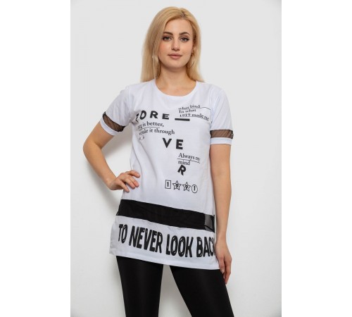 Футболка жіноча з принтом, колір білий, 244R2081